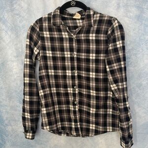 🌺2for$20🌺 Faded Glory Girls Black White & Grey Plaid Button Down Flannel Shirt